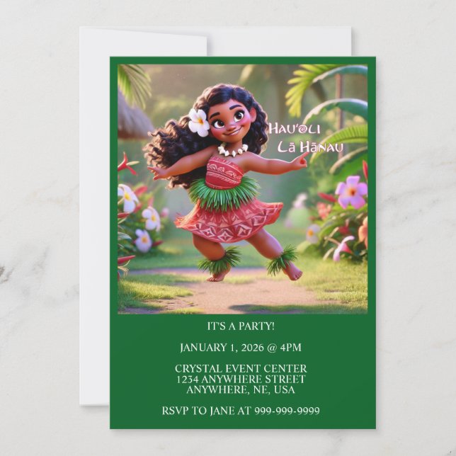 Hauʻoli Hula Princess Invitation (Front)