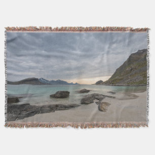 Haukland Beach Lofoten Throw Blanket