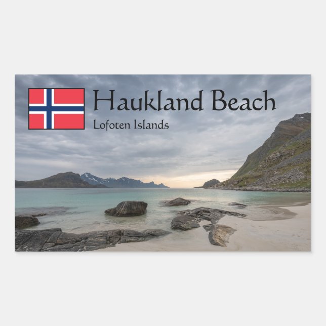 Haukland Beach Rectangular Sticker (Front)