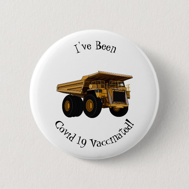 Haul truck cartoon illustration 6 cm round badge (Front)