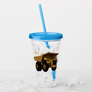 Haul truck cartoon illustration acrylic tumbler