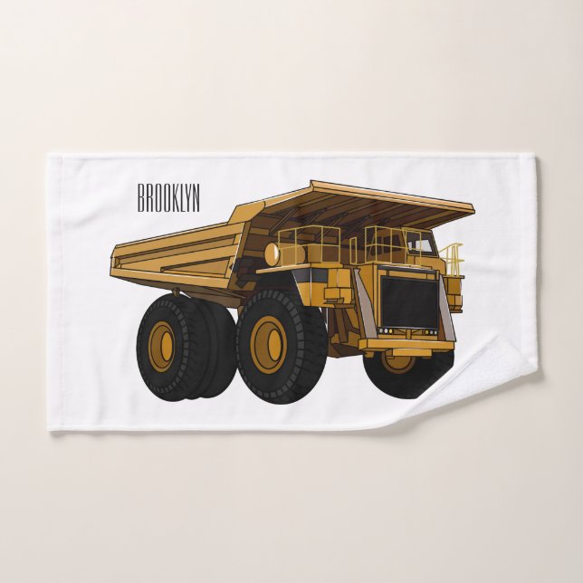 Haul truck cartoon illustration bath towel set (Hand Towel)