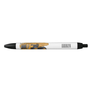 Haul truck cartoon illustration black ink pen