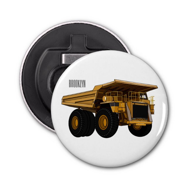 Haul truck cartoon illustration bottle opener (Front)