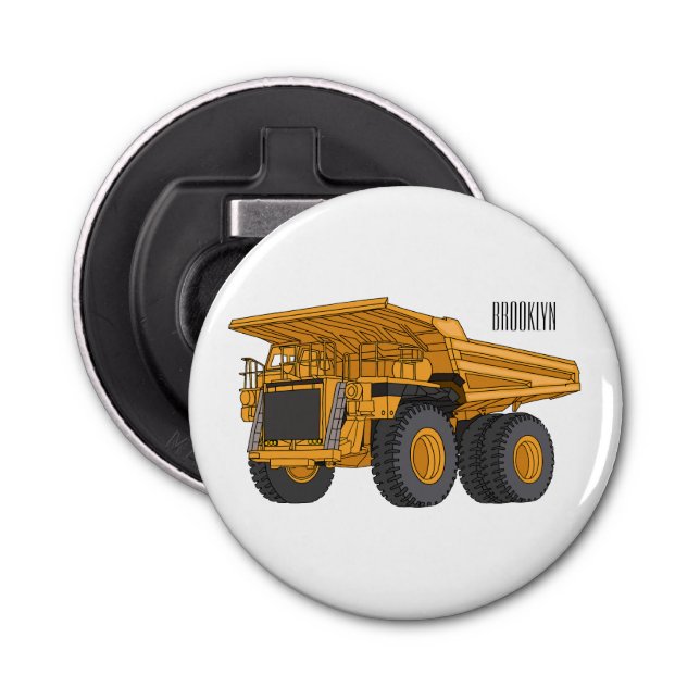 Haul truck cartoon illustration bottle opener (Front)