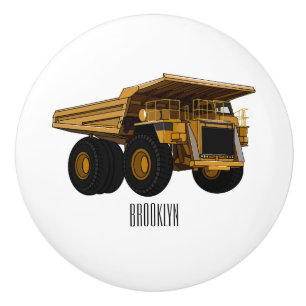 Haul truck cartoon illustration ceramic knob
