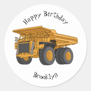 Haul truck cartoon illustration  classic round sticker