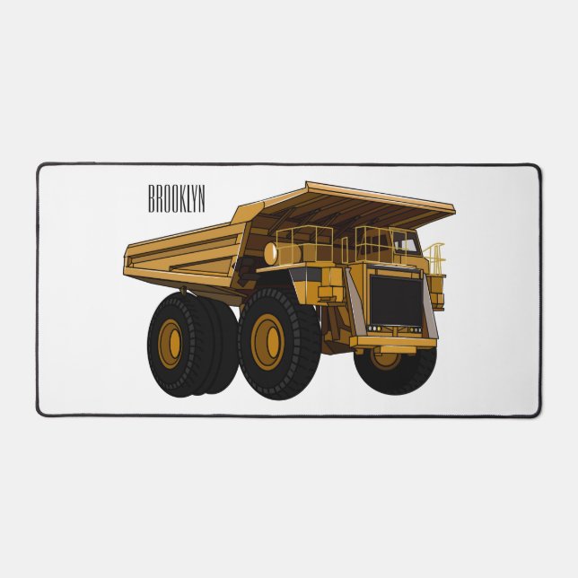 Haul truck cartoon illustration desk mat (Front)