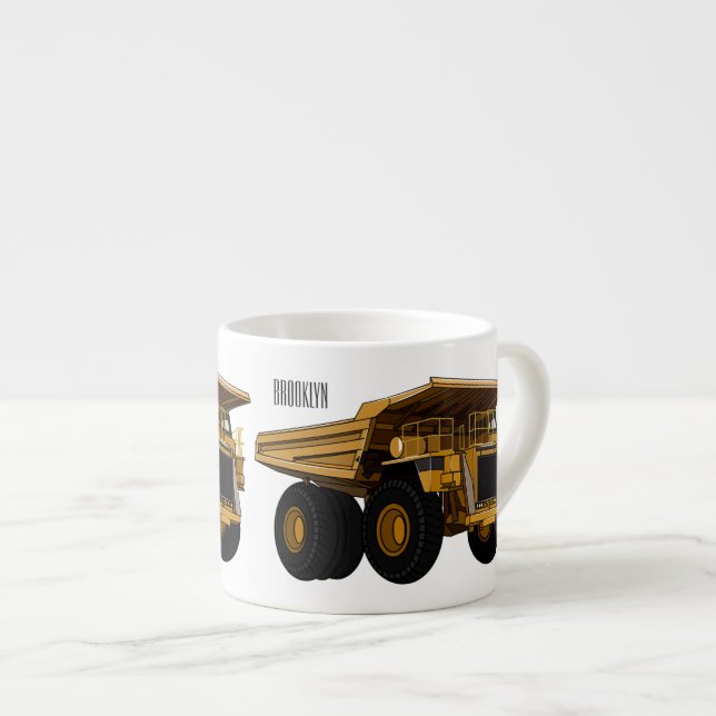 Haul truck cartoon illustration espresso cup (Front Right)