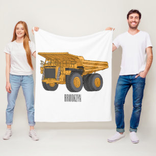Haul truck cartoon illustration  fleece blanket
