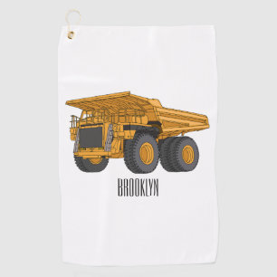 Haul truck cartoon illustration golf towel