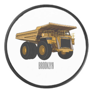 Haul truck cartoon illustration hockey puck