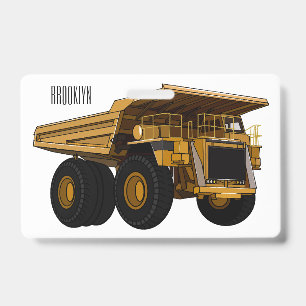 Haul truck cartoon illustration ID badge