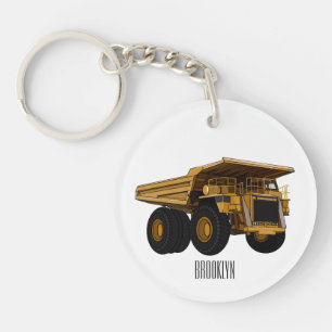 Haul truck cartoon illustration key ring