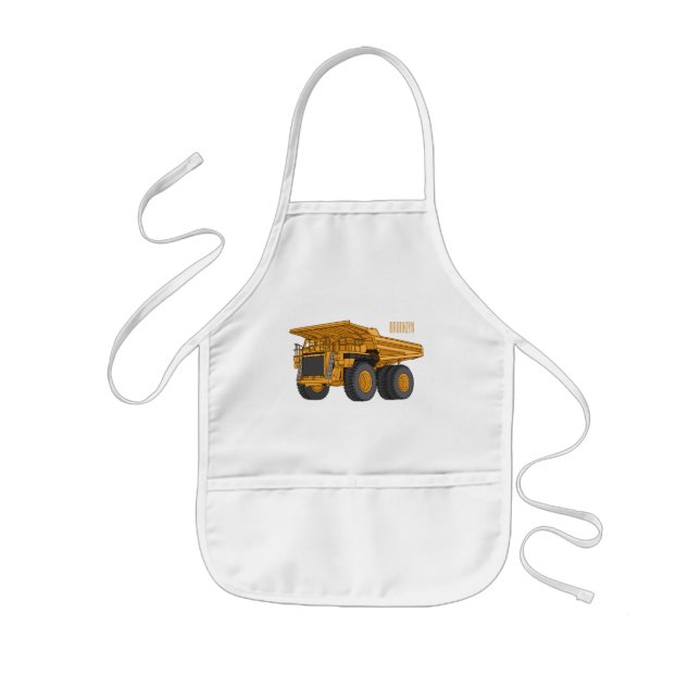 Haul truck cartoon illustration kids apron (Front)