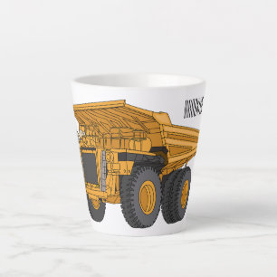 Haul truck cartoon illustration latte mug