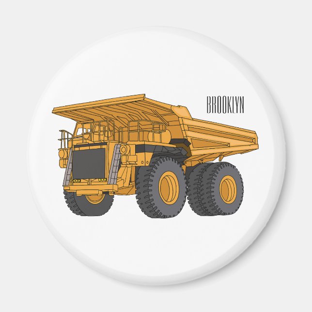 Haul truck cartoon illustration magnet (Front)