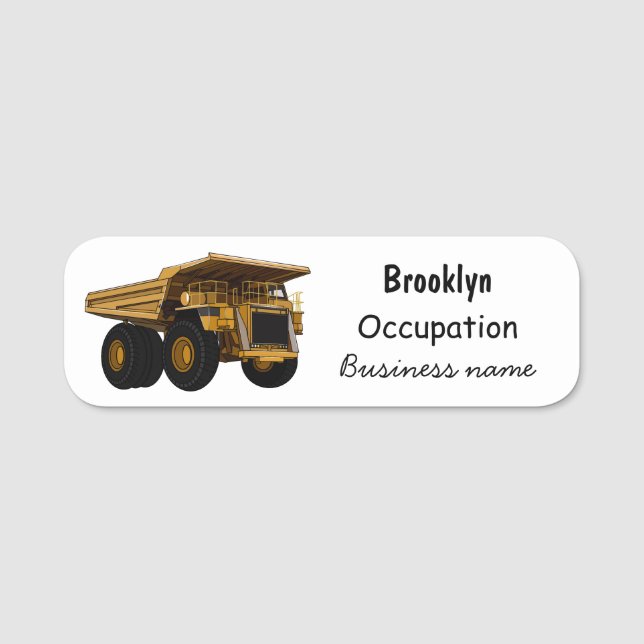 Haul truck cartoon illustration name tag (Front)