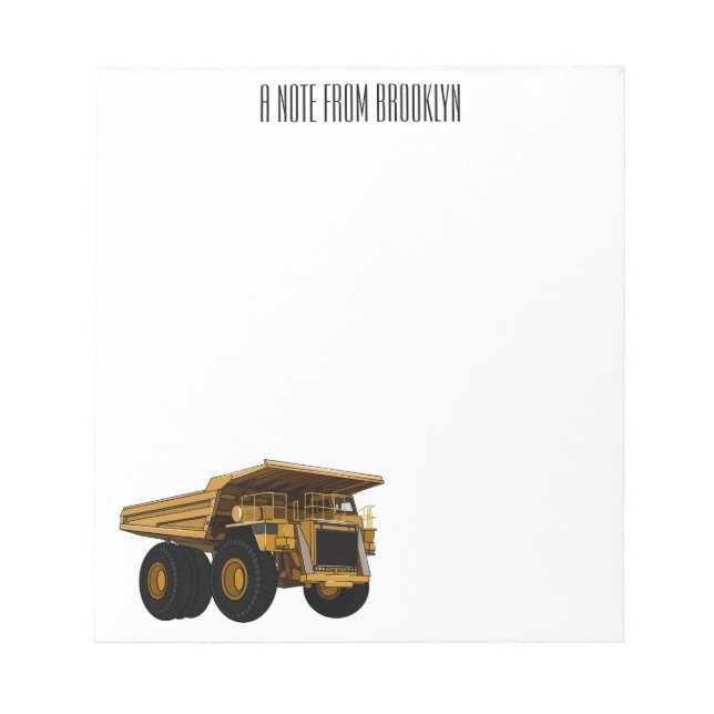 Haul truck cartoon illustration notepad (Front)