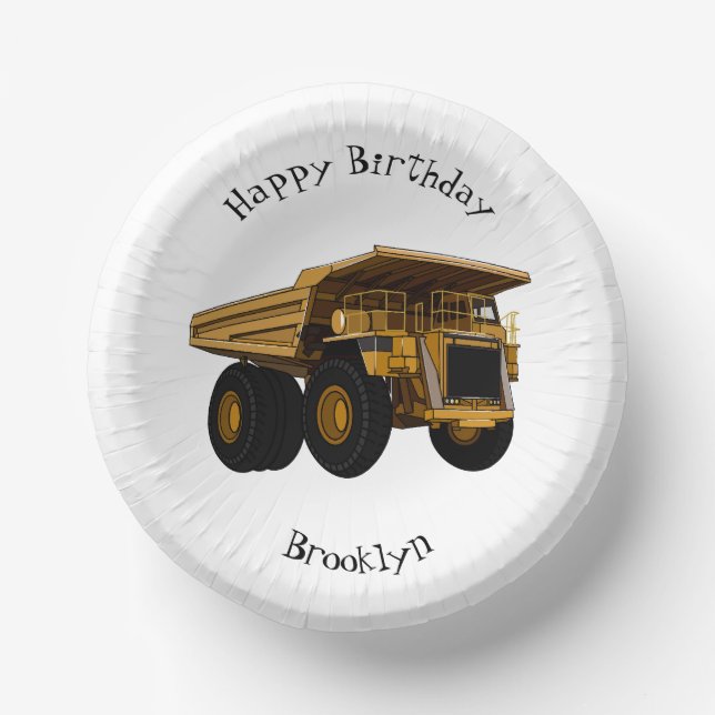 Haul truck cartoon illustration paper plate (Front)