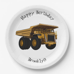 Haul truck cartoon illustration paper plate