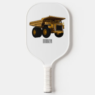 Haul truck cartoon illustration pickleball paddle