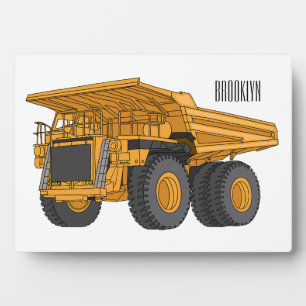 Haul truck cartoon illustration plaque