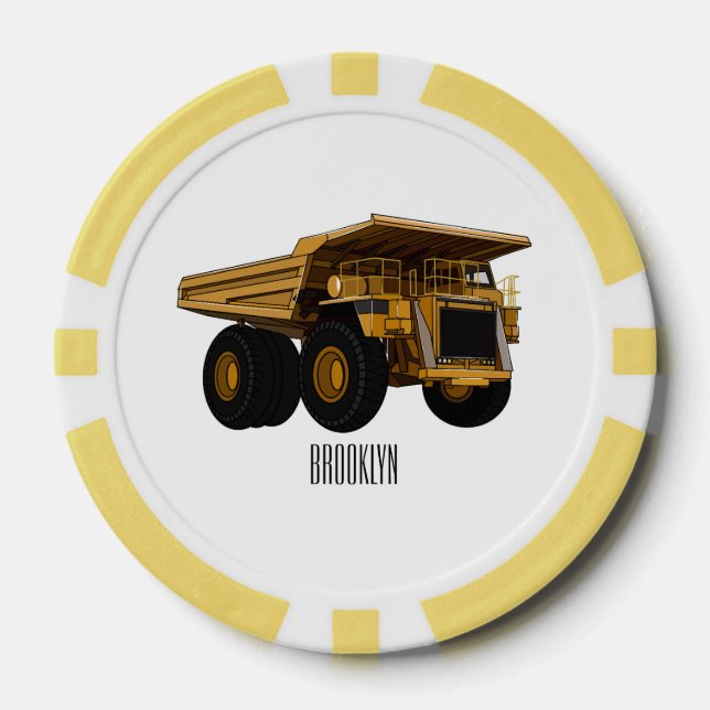 Haul truck cartoon illustration poker chips (Front)