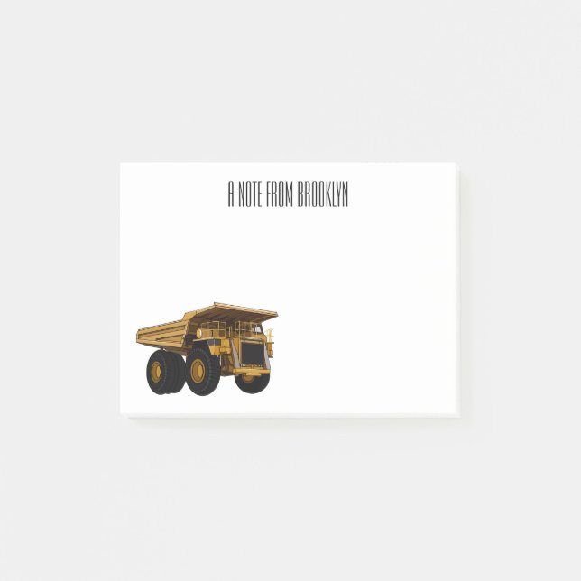 Haul truck cartoon illustration post-it notes (Front)