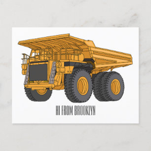 Haul truck cartoon illustration postcard