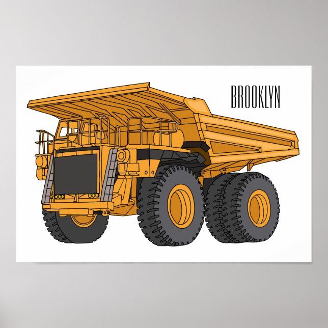Haul truck cartoon illustration poster (Front)