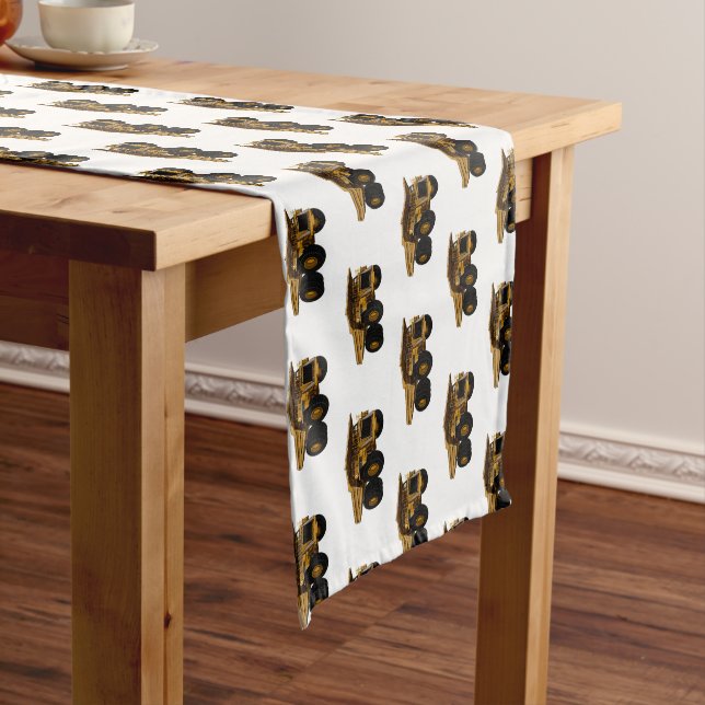 Haul truck cartoon illustration short table runner (In Situ)