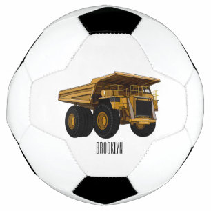 Haul truck cartoon illustration soccer ball