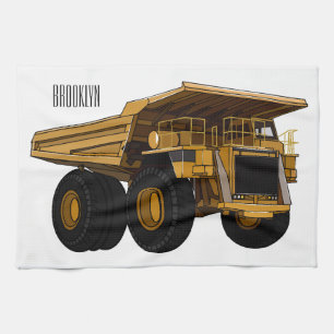 Haul truck cartoon illustration tea towel
