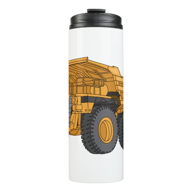 Haul truck cartoon illustration thermal tumbler (Front)