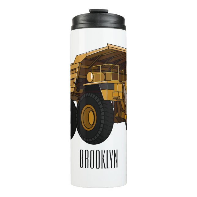 Haul truck cartoon illustration thermal tumbler (Front)