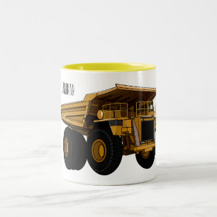 Haul truck cartoon illustration Two-Tone coffee mug