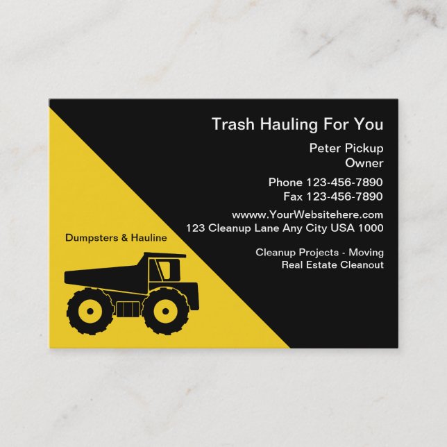 Hauling Business Cards (Front)