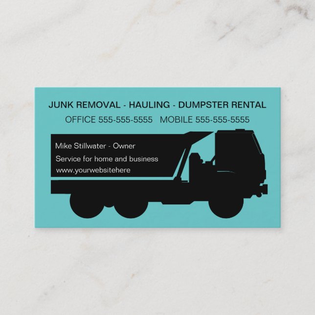 Hauling Dumpster Business Cards (Front)