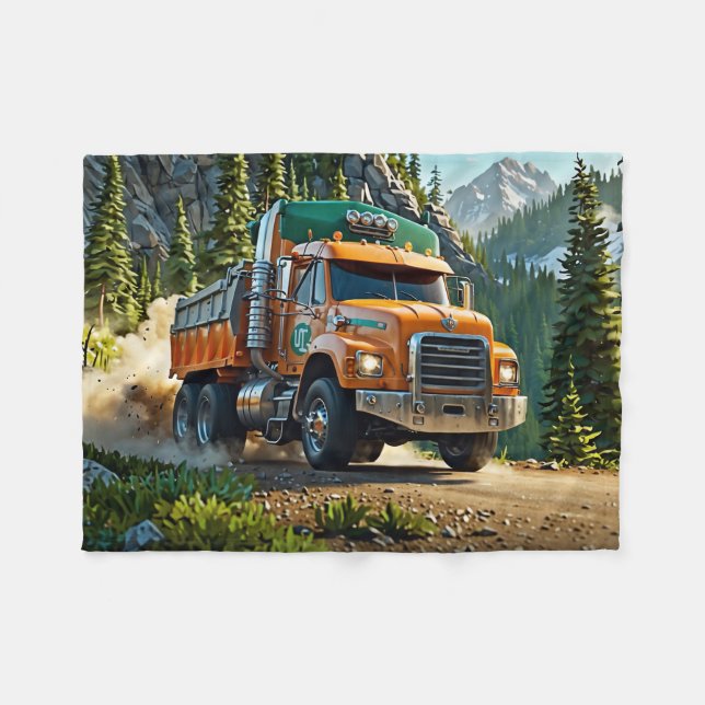 Hauling Gravel - Trucker  Fleece Blanket (Front (Horizontal))