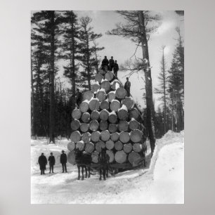 Hauling Logs in Michigan, 1890s Poster