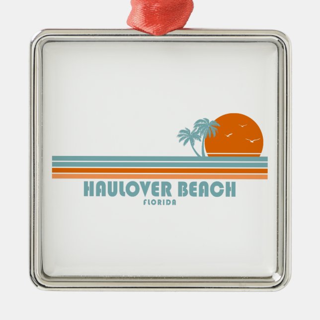 Haulover Beach Miami Florida Sun Palm Trees Metal Ornament (Front)