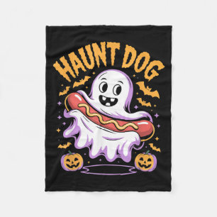 Haunt Dog Funny Ghost Hotdog Halloween Fleece Blanket