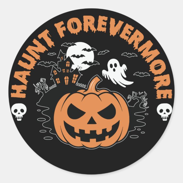 Haunt Forevermore Pumpkin Ghost Sticker (Front)
