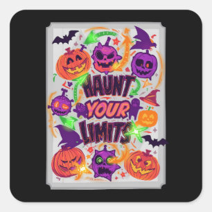 Haunt Your Limits Neon Halloween  Square Sticker