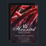 Haunted 16 Sixteenth Birthday Party Invitation<br><div class="desc">Have a Halloween or scary themed celebration with this haunted sixteenth birthday party invitation. This haunted 16th birthday invite design includes distressed lettering to add to the mood and more standard fonts to get the information across. The invitation has a red, black, and white colour scheme. Ready for a scary...</div>