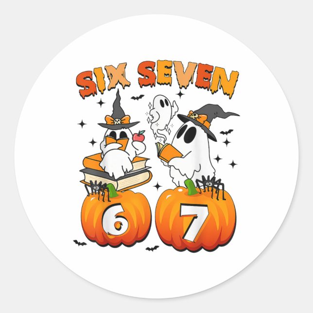 Haunted 67 Meme Six Seven 6-7 Funny Internet Joke  Classic Round Sticker (Front)