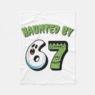 Haunted 67 Meme Six Seven 6-7 Funny Internet Joke Fleece Blanket