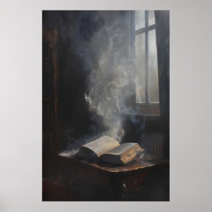 Haunted Antique Book Dark Academia Art, Gothic Poster