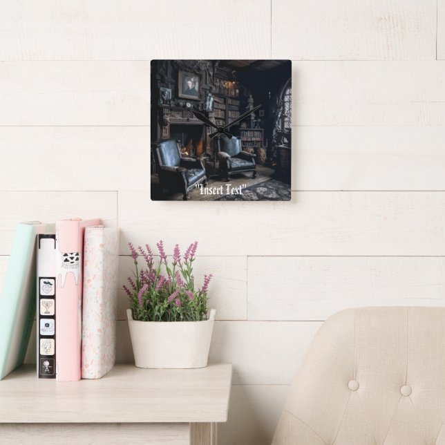 Haunted Archives Square Wall Clock (Reading Room)